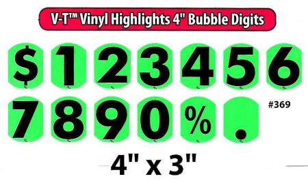 V-T Vinyl Highlights - Bubble Digit Windshield Numbers - 4" - Product Image