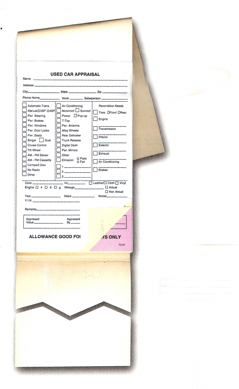 Used Vehicle Appraisal Books - Form #TC-47 - Product Image