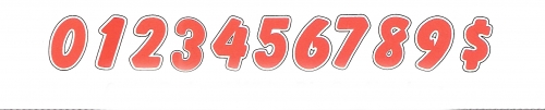 Windshield Numbers - Red & White Die-Cut 6 1/4in. - Product Image