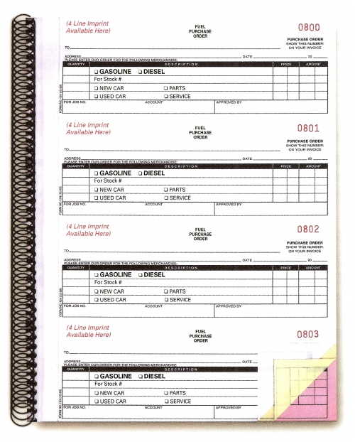 Non-Imprinted Fuel Purchase Order Books - Form #NC-124-3-Fuel - Product Image