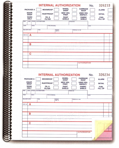 Internal Authorization Books - Form #125 - Product Image