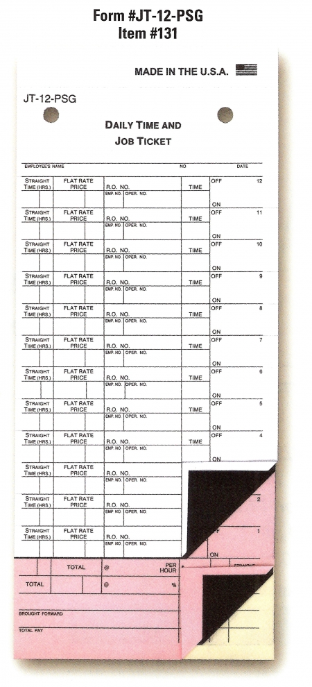 Job Time Tickets - 12 Job Stickers - Form #JT-12-PSG - Product Image