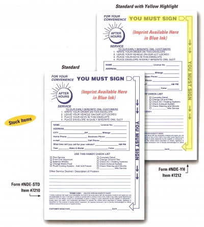 Night Drop Envelopes - Standard With Yellow Highlight - Form #NDE-STD - Product Image