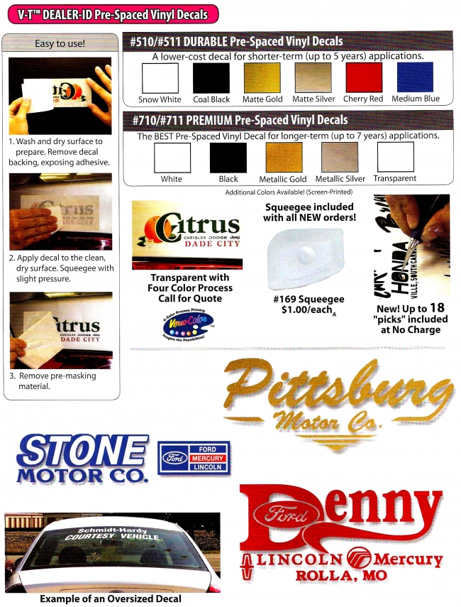 Large Prespaced Cut Vinyl Custom Dealer Decals - Standard Vinyl 13-18 sq. in. - Product Image