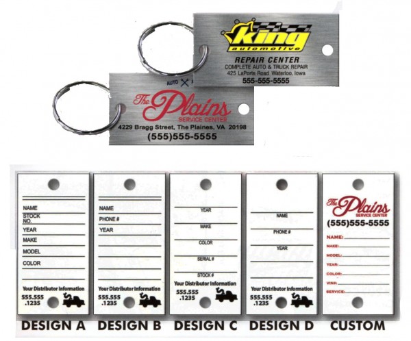 Digitally Printed Brushed Chrome Key Tags - Product Image