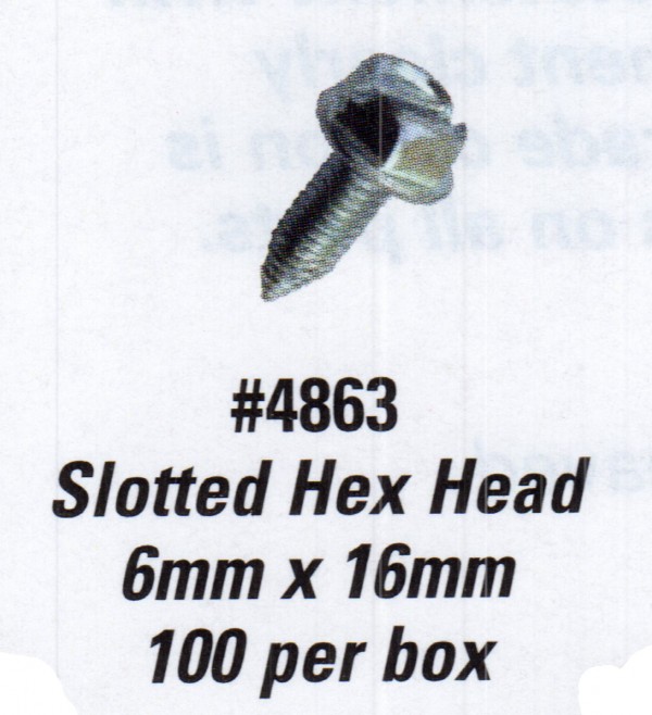 License Plate Screws Metric Threads Slotted Hex Head 6mm x 16mm
