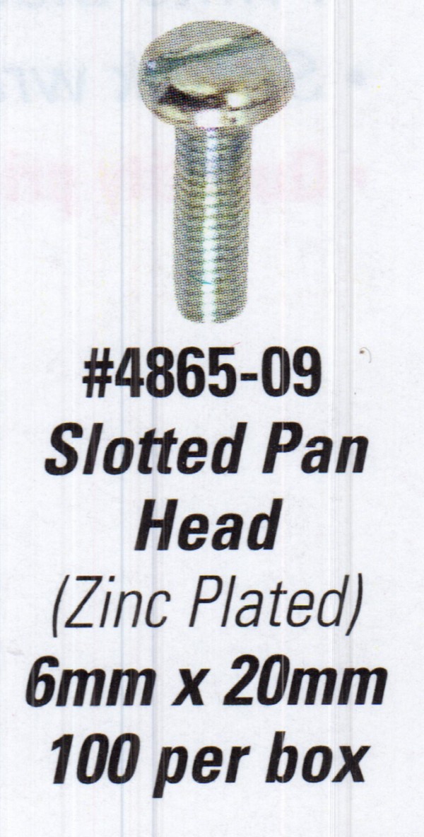License Plate Screws - Slotted Pan Head 6mm x 20mm - Product Image