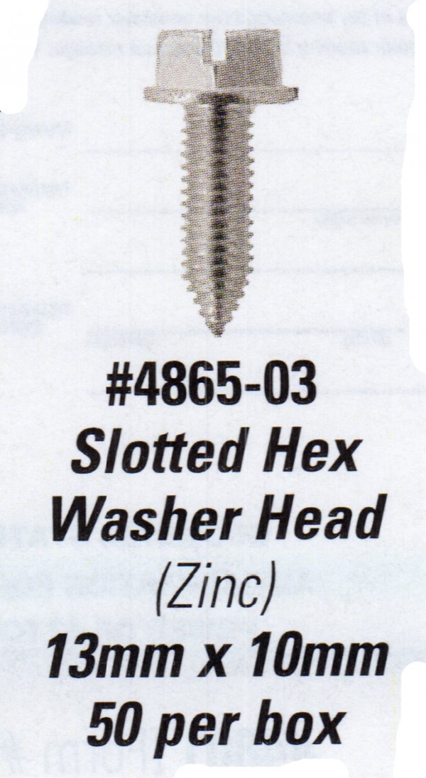 License Plate Screws - Slotted Hex Washer Head 13mm x 10mm - Product Image
