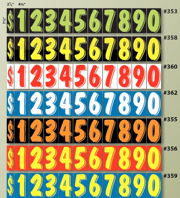 VT Vinyl Highlights Windshield Number KIT 7 1/2" Full Set of