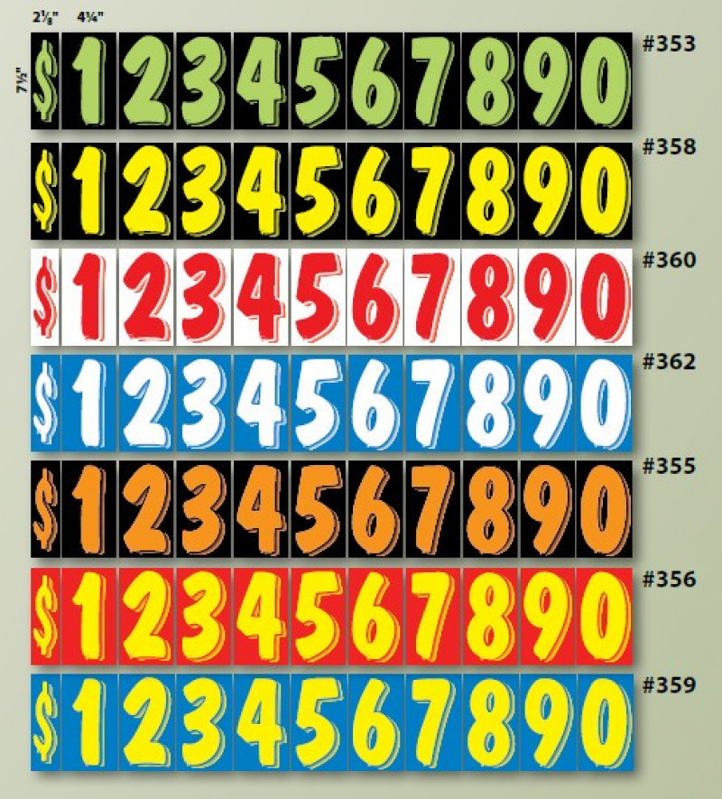 V-T Vinyl Highlights - Windshield Numbers - 7 1/2