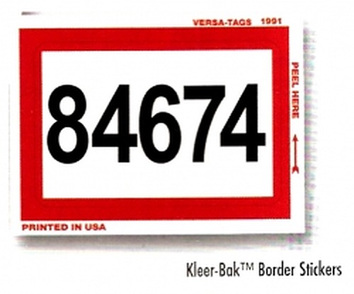 Pre-Numbered Kleer-Bak Border Stickers (100/Pack)