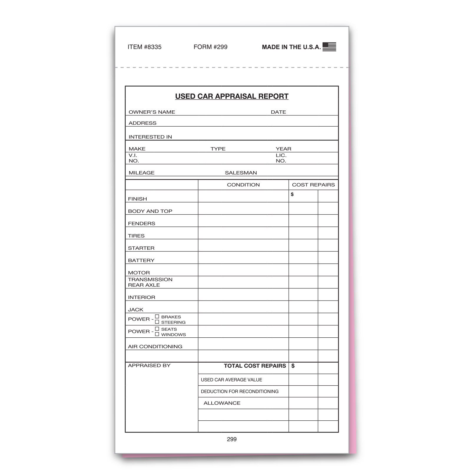Used Vehicle Appraisal Books - Form #299
