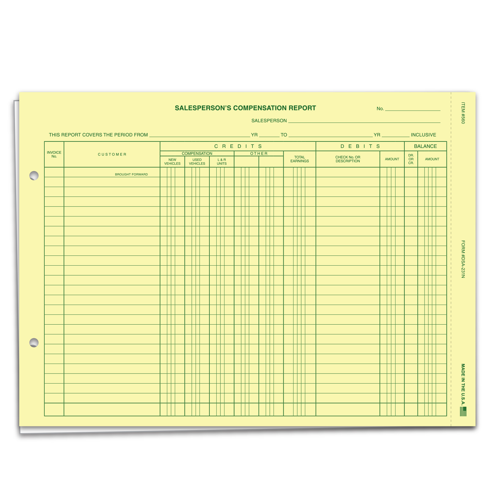 Salesperson's Compensation Report - Form #DSA-231N