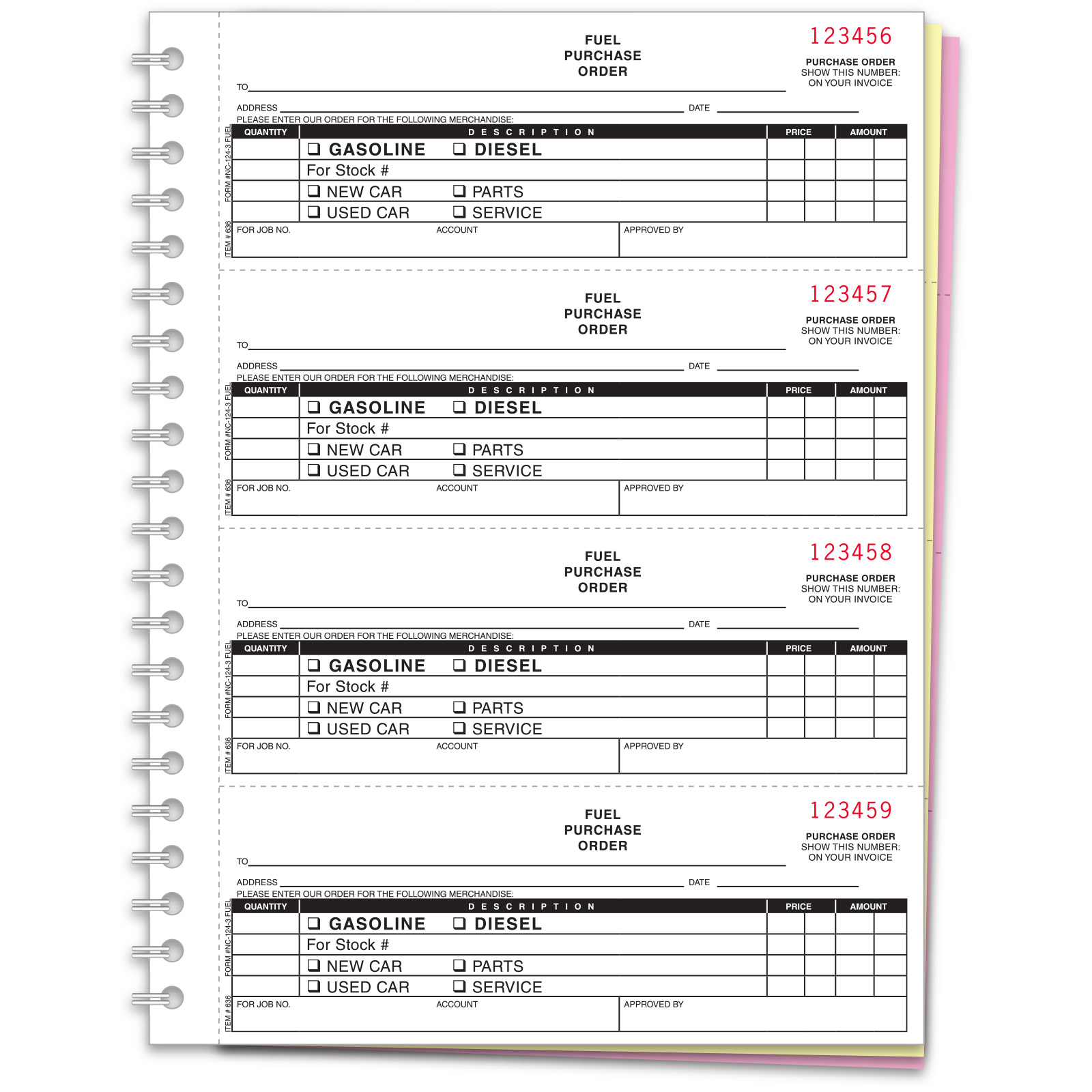 Fuel Purchase Order Books - Form #NC-124-3-Fuel - Product Image