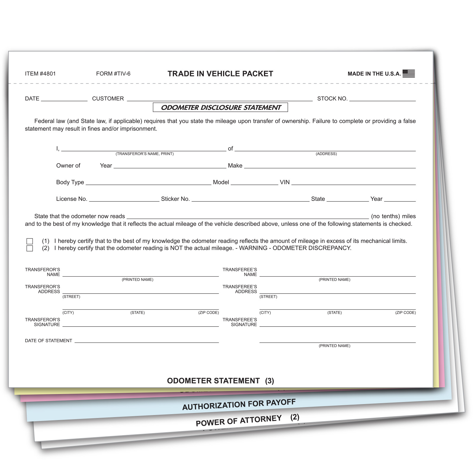 Trade-in Vehicle Combination Form - Form #TIV-6