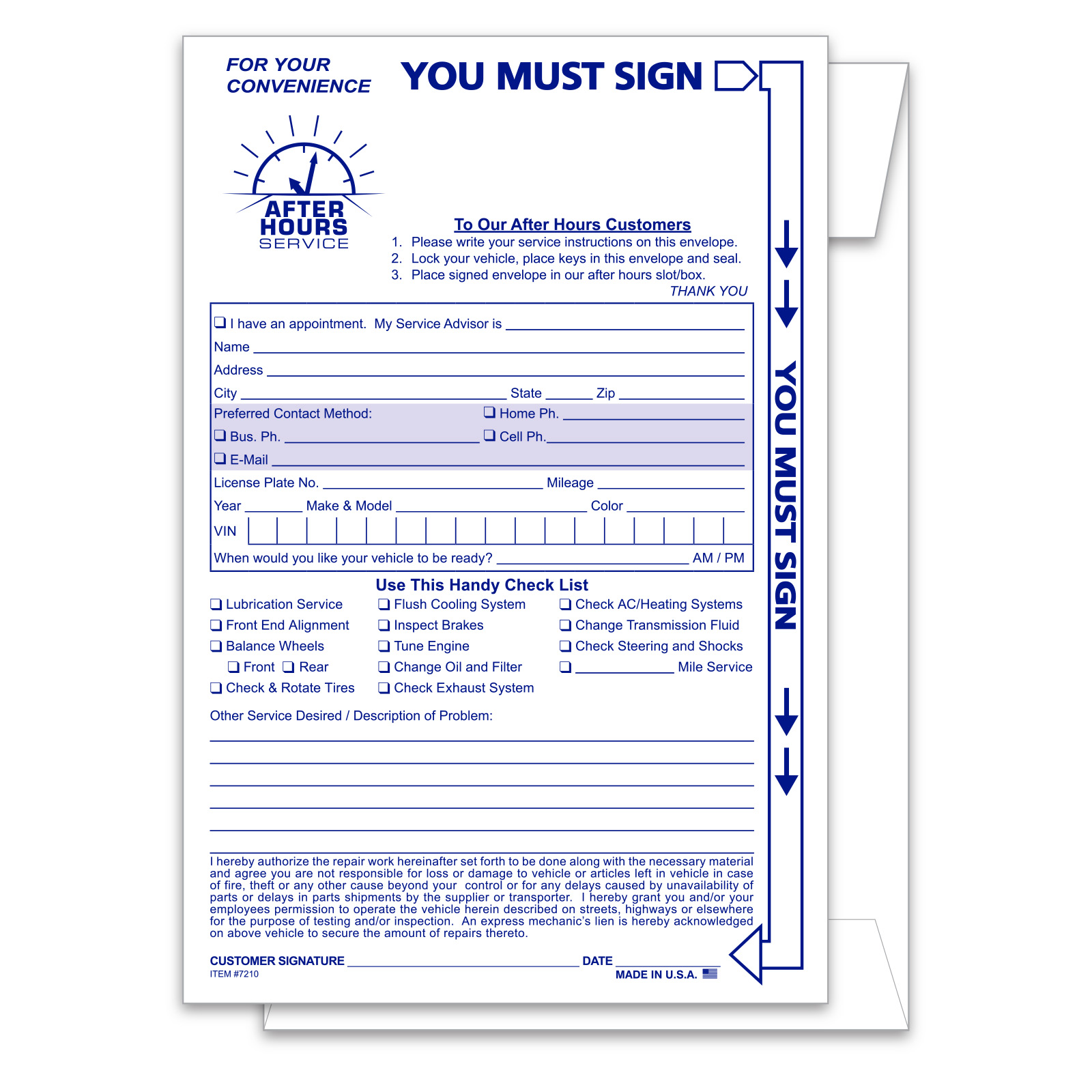 Night Drop Envelopes - Standard - Form #NDE-STD