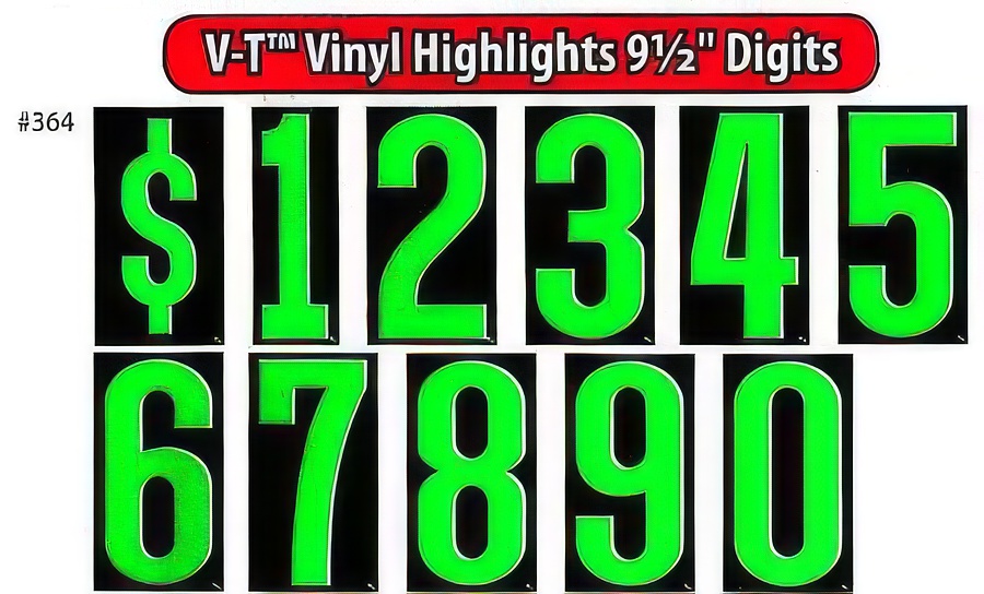 V-T Vinyl Highlights - Windshield Numbers - 9 1/2" - Product Image