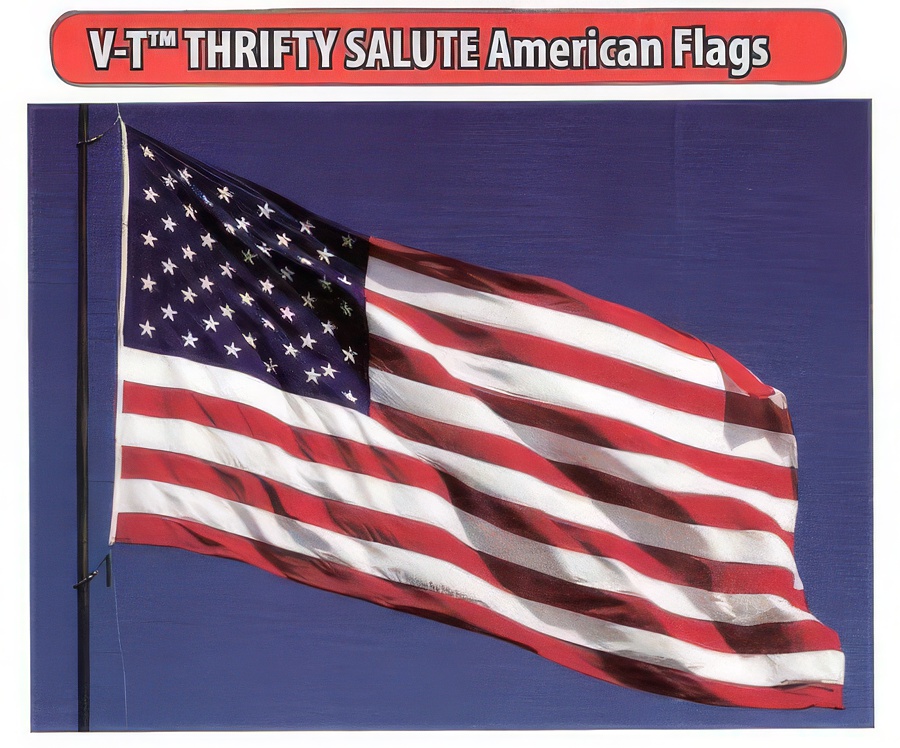 V-T Thrifty Salute American Flag - Printed Polyester- 3ft x 5ft - Product Image