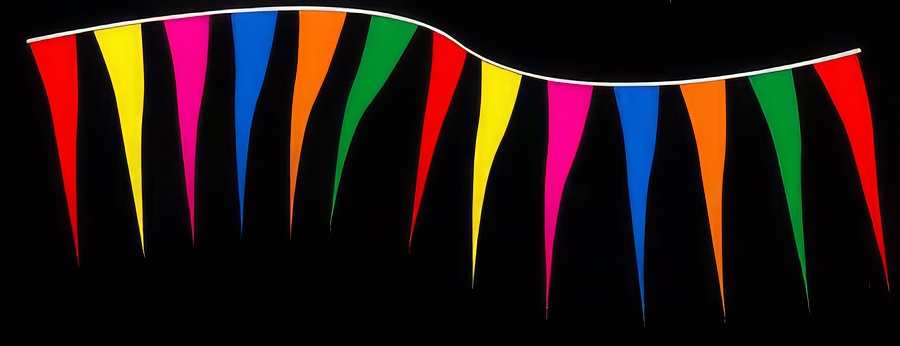 Fluorescent Plasticloth 4" x 18" Tornado Pennant Strings