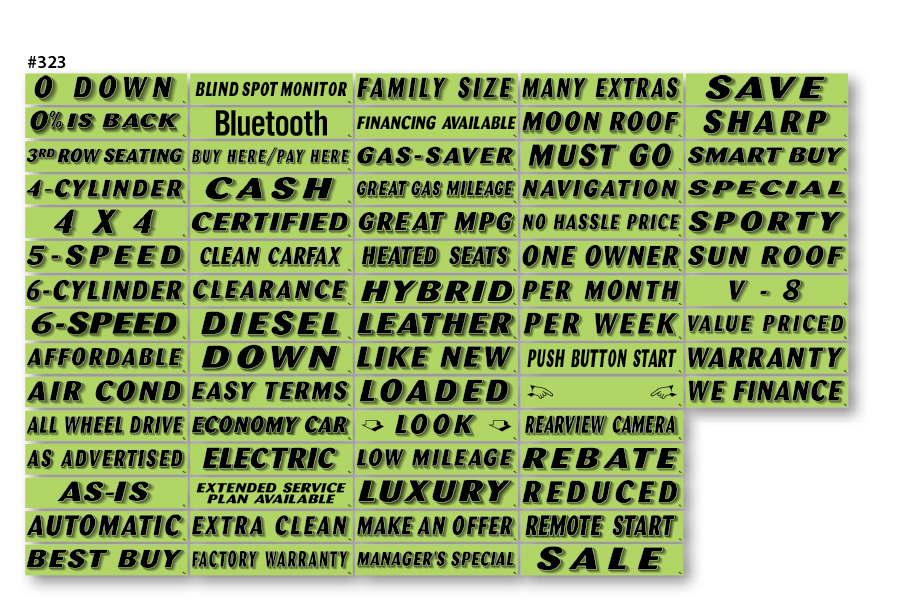 Green Windshield Slogans - 12 Per Package
