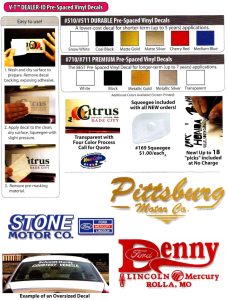 dealer decals